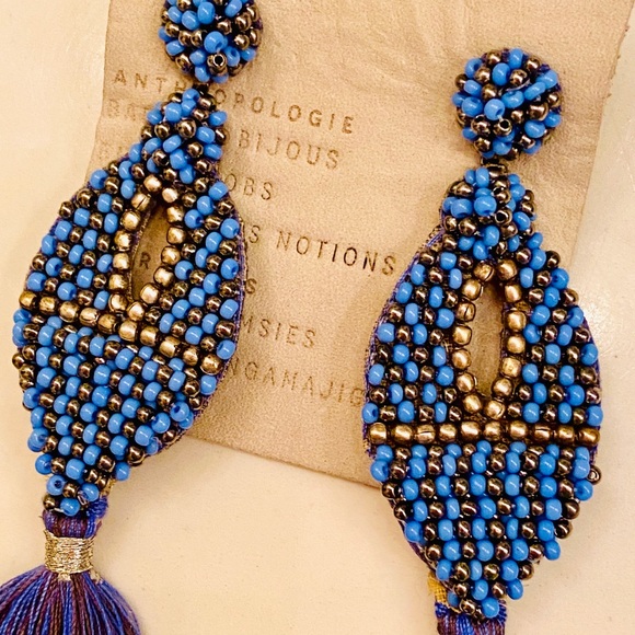 NWT Anthropologie Deepa Beaded Tassel Chandeliers - Picture 7 of 11